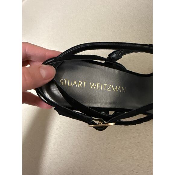 Stuart Weitzman Braided Suede Tassel Sling Back Block Heels Black Size 10 - Picture 7 of 8